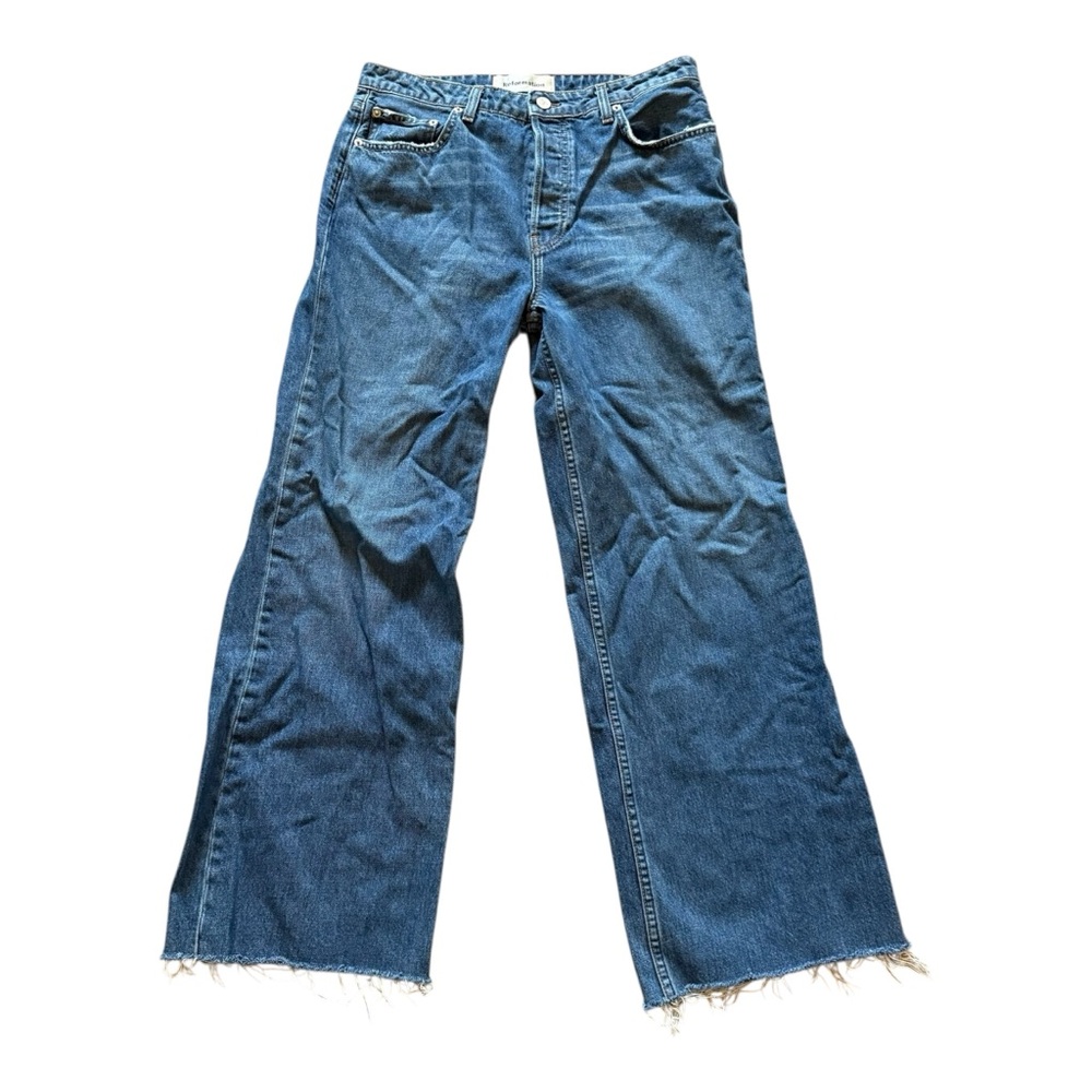 Reformation Blue Flare Wide Leg Jeans